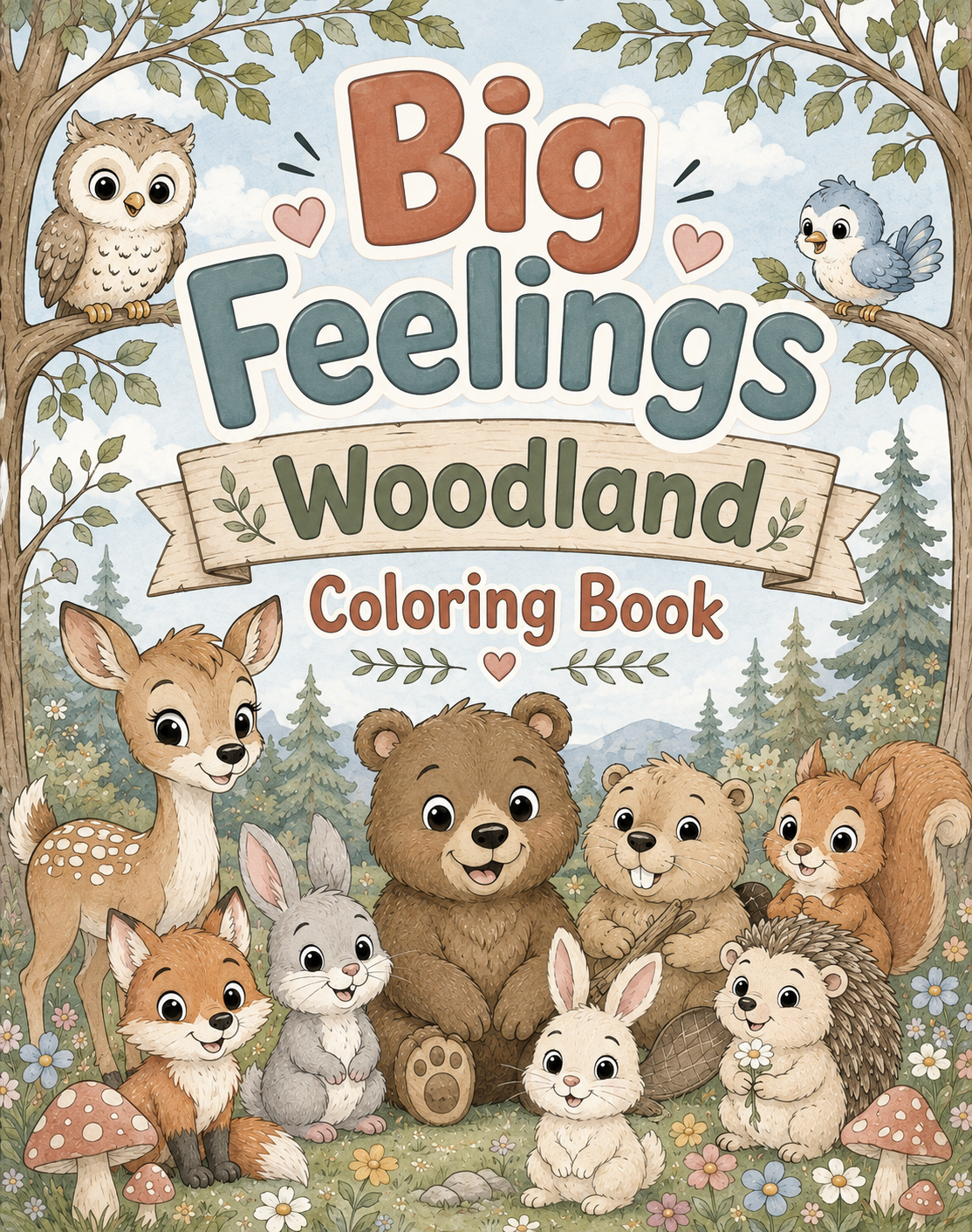 Digital Big Feelings Woodland Coloring Book 20 Page PDF